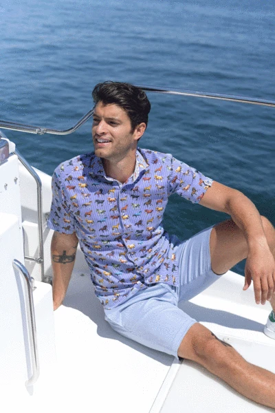 7 Downie Men's Shorts In Light Blue Soft Brushed Cotton With 4-way Stretch 1 7 Downie Men's Shorts In Light Blue Soft Brushed Cotton With 4-way Stretch