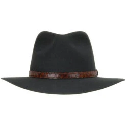 Akubra Hat Banjo Paterson Felt Hat 1622 SS22 6 Akubra Hat Banjo Paterson Felt Hat 1622 SS22 -Western Denim Store Akubra Banjo Patterson Hat in Black Front 1