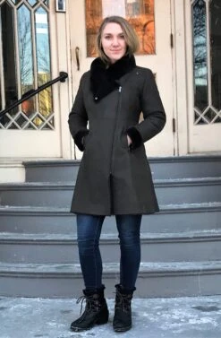 Bergen Of Norway Devon Women's Shearling Coat -Western Denim Store Bergen of Norway Devon Dark Olive Brown 2