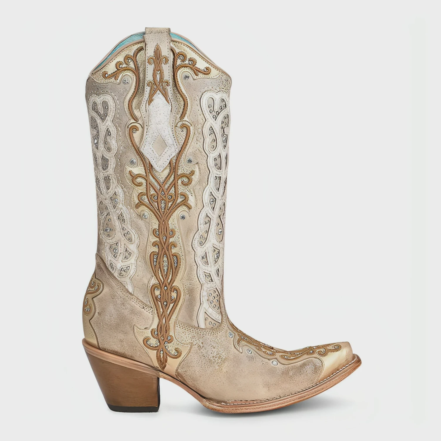 Corral Boots Corral C3895 LD Gold Embroidery Studs Crystals Boot SS23 2 Corral Boots Corral C3895 LD Gold Embroidery Studs Crystals Boot SS23 - Image 2