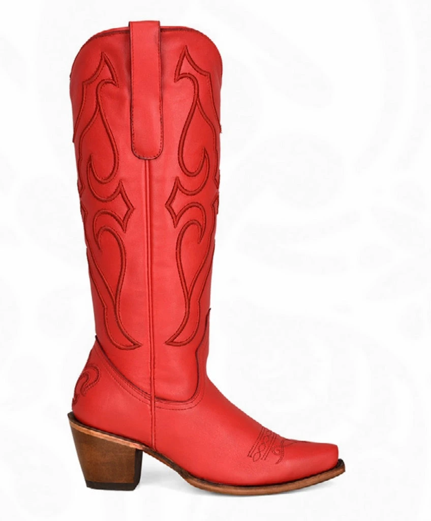 Corral LD Ruby Red Tall Top Matching Stitch Pattern & Inlay Pullstraps Snip Toe Boot Z5076 1 Corral LD Ruby Red Tall Top Matching Stitch Pattern & Inlay Pullstraps Snip Toe Boot Z5076