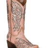 Corral Teen Cowboy Boots In Pink With Shiny Inlay T0103
