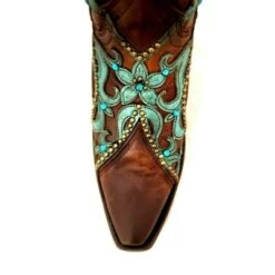 Corral Boots Corral Women's E1538 CHOCOLATE /TURQUOISE OVERLAY & WOVEN & CRYSTALS & STUDS -Western Denim Store CorralWomen sE1538CHOCOLATE TURQUOISEOVERLAY WOVEN CRYSTALS STUDSBeautifulCowgirlboots