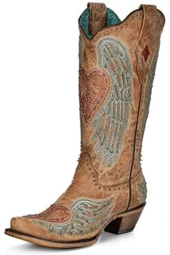 Corral Women's Sand Color Iconic Heart With Wings Cowboy Boots A4235 -Western Denim Store CorralWomen sSandColorIconicHeartwithWingsCowboyBootsA4235WomensCowboyBoot