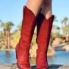 Corral Boots Corral Women's Tall Red Python Boots A4194