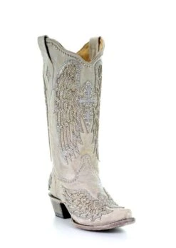 Corral Boots Corral A3571 Womens Ld Cross & Wings SS23 -Western Denim Store CorralWomen sWhiteChrystalAngelWeddingCowboyBootA3571WhiteCrystalGowgirlbootperfectWesternconcertcowboybootoutfit