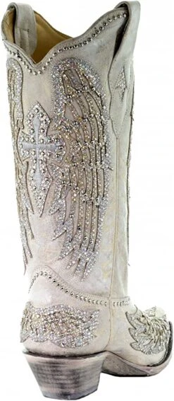 Corral Boots Corral A3571 Womens Ld Cross & Wings SS23 -Western Denim Store CorralWomen sWhiteChrystalAngelWeddingCowboyBootA3571WhiteCrystalGowgirlbootperfectWesternconcertcowboybootoutfitWeddingcollectioncowboyboots