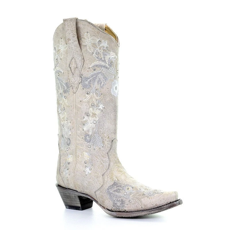 Corral Boots Corral A3521 Wedding Collection Maria White Crystal Boot SS23 1 Corral Boots Corral A3521 Wedding Collection Maria White Crystal Boot SS23