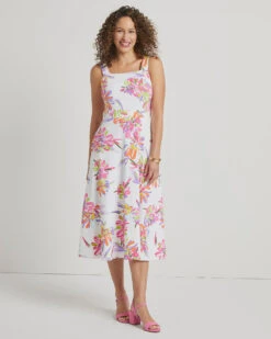 Jude Connally Kaia Dress Midi Impressionist Floral White