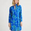 Jude Connally Kate Dress Bamboo Lattice Cobolt Grass