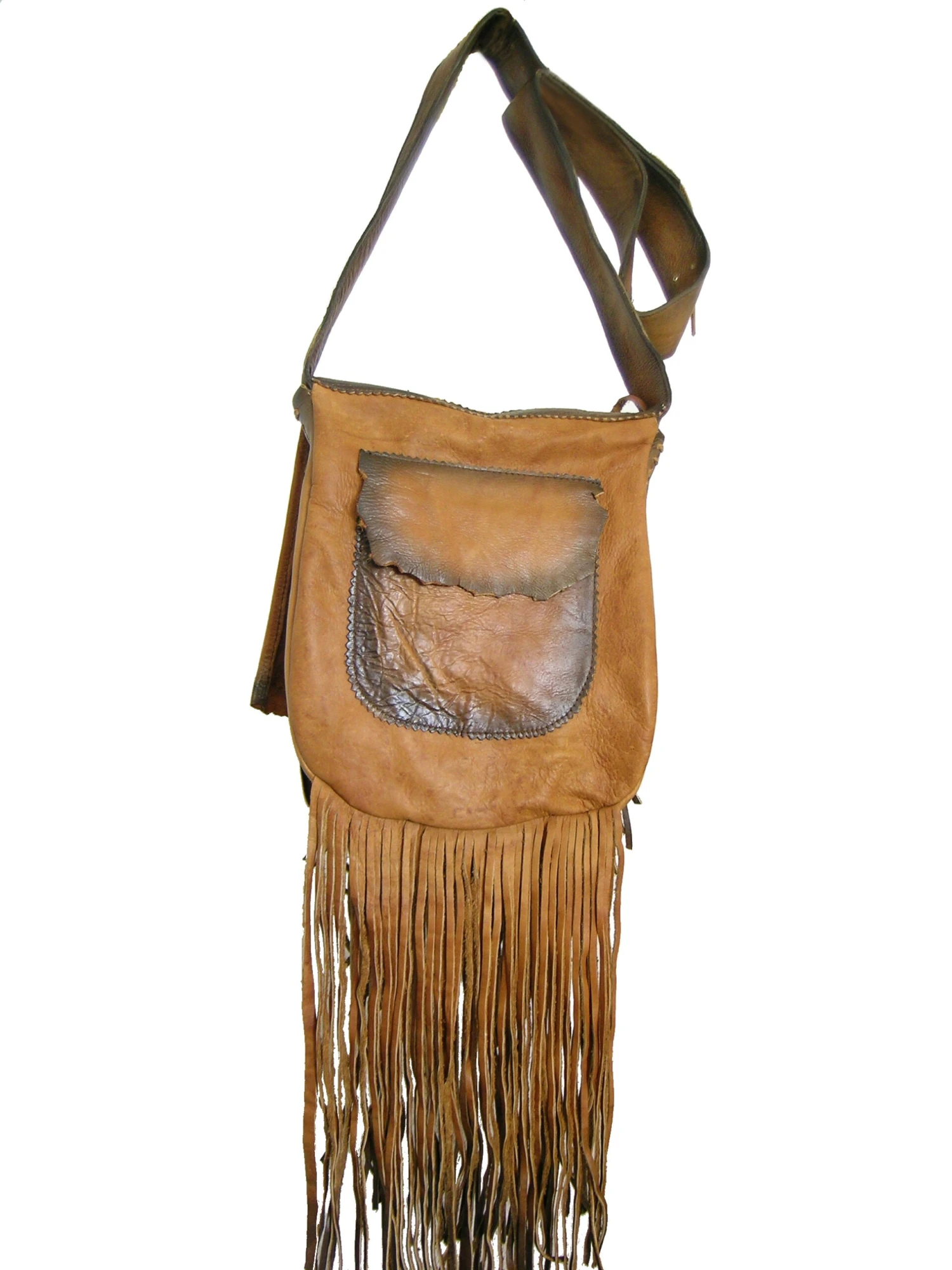Hand Painted Leather Bag Tan Soft Cowhide 2 Hand Painted Leather Bag Tan Soft Cowhide - Image 2