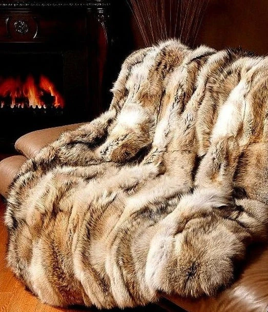 M.Miller Real Coyote Fur Section Throw Blanket 2 M.Miller Real Coyote Fur Section Throw Blanket - Image 2