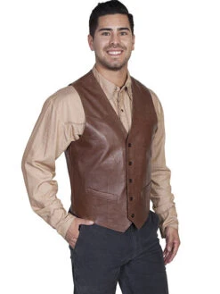 Scully Men's Lambskin Vest - Chocolate Brown