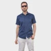 7 Downie Men's Dress Shirt In Solid Navy