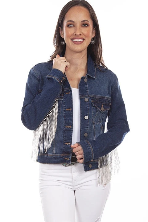 Scully HC792 Women's Denim Blue Fringe Jacket FW23 1 Scully HC792 Women's Denim Blue Fringe Jacket FW23