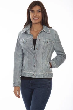 Western Denim Store -Western Denim Store Scully Womens L1041 Denim Leather Jacket SS23 L1041 193 preview 1