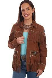 Scully L1069 Women's Leather Western Fringe Jacket In Cognac SS23
