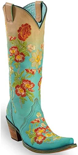 Corral Boots Corral Women's C3304 Turquoise Orange Floral Embroidery Cowboy Boot 1 Corral Boots Corral Women's C3304 Turquoise Orange Floral Embroidery Cowboy Boot