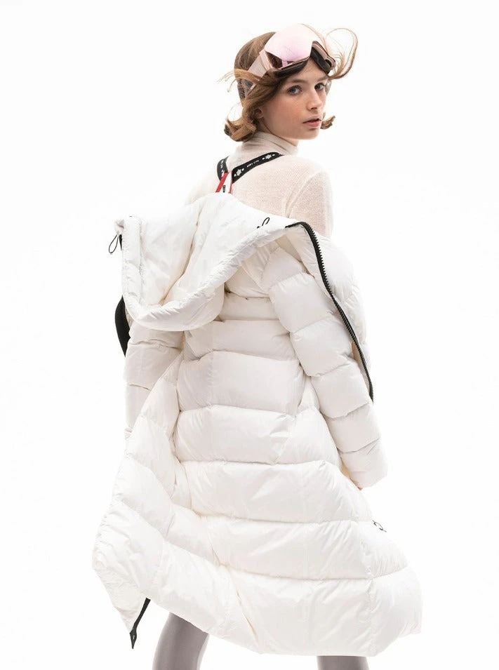 Post Card Avoriaz White Womens Long Down Coat 1 Post Card Avoriaz White Womens Long Down Coat