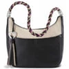 Brighton Barbados Ziptop Hobo Bag In Black/Stone