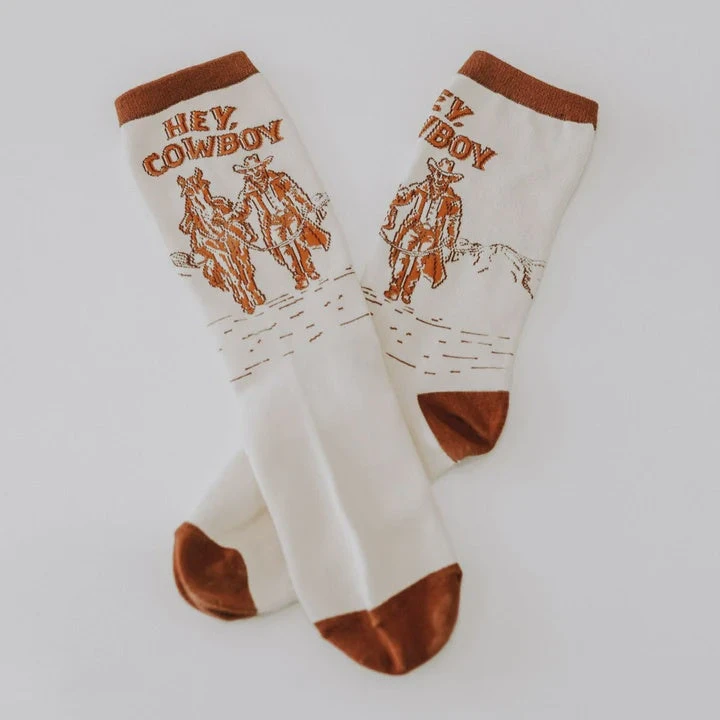 Montana Scene Hey Cowboy Unisex Sock Made In Montana USA 2 Montana Scene Hey Cowboy Unisex Sock Made In Montana USA - Image 2