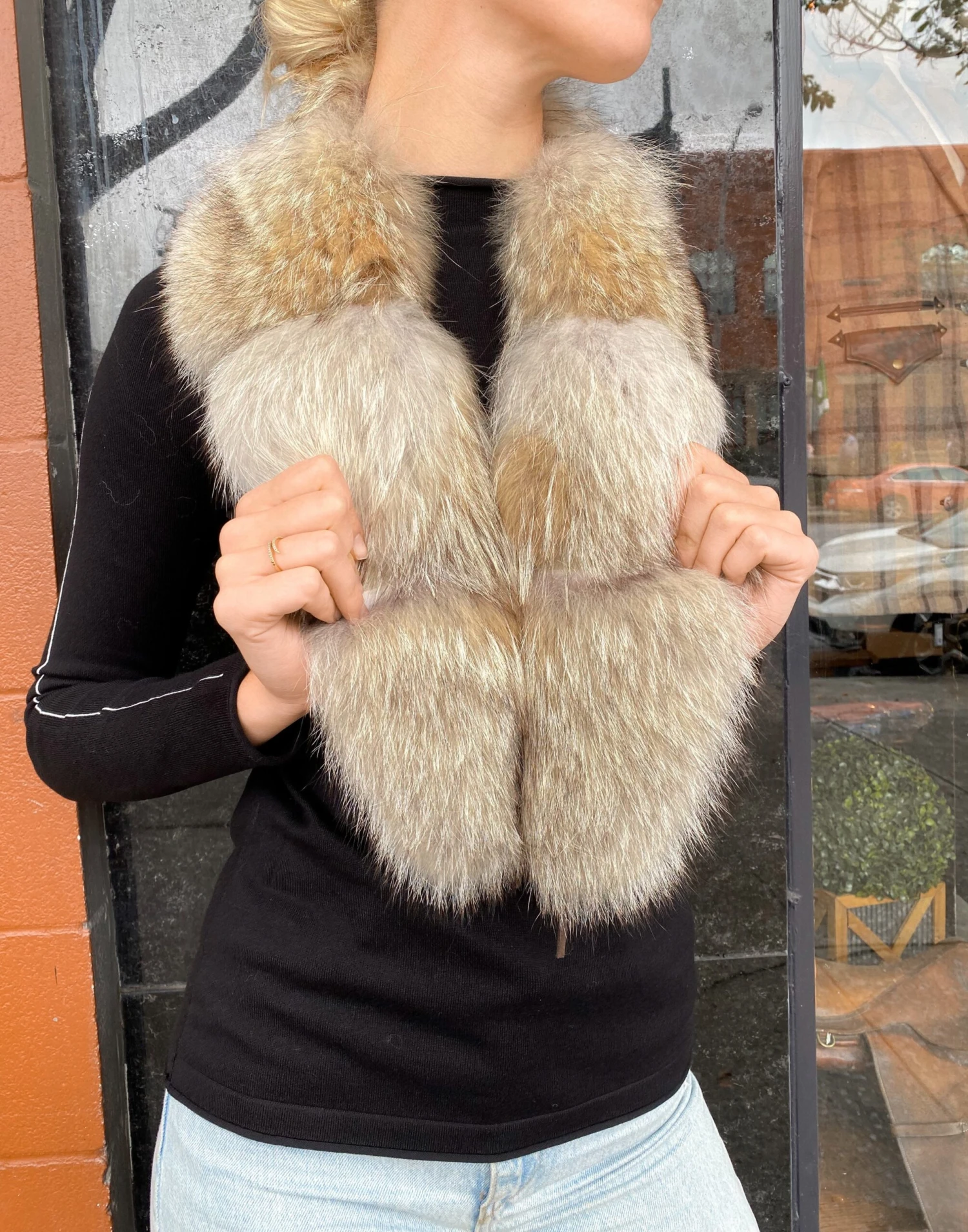 M.Miller Coyote Cross Cut Shawl Collar 1 M.Miller Coyote Cross Cut Shawl Collar