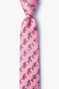 Alynn Men's Silk Skinny Tie Win Place Show In Pink