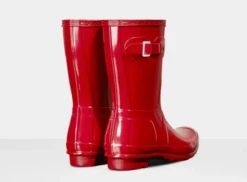 Hunter Short Original Short Gloss Military Red Rain Boot FW22 -Western Denim Store womens original short gloss red pt3