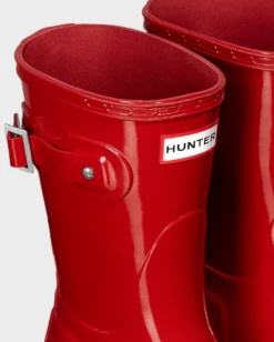 Hunter Short Original Short Gloss Military Red Rain Boot FW22 -Western Denim Store womens original short gloss red pt5